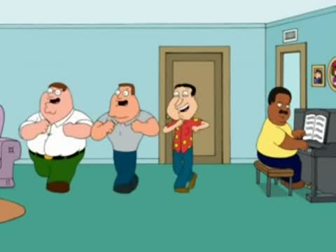 Still frame from Family Guy - Good Morning — a 40s clip marked up for dubbing