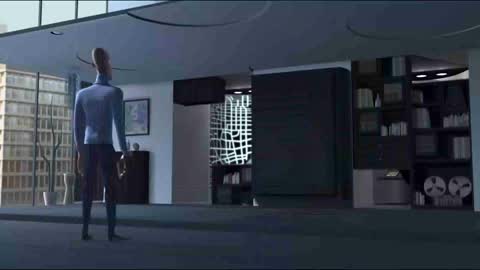 Still frame from The Incredibles - Where Is My Super Suit? — a 32s clip marked up for dubbing