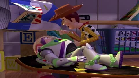 Still frame from Toy story - Look an alien — a 1m 16s clip marked up for dubbing