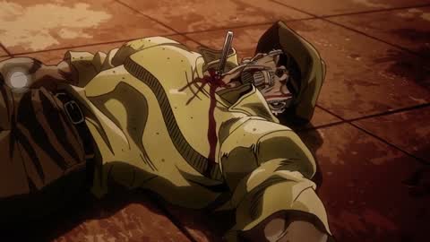 Still frame from Jotaro vs DIO — a 2m 20s clip marked up for dubbing
