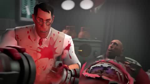 Still frame from TF2 - Meet The Medic — a 3m 54s clip marked up for dubbing