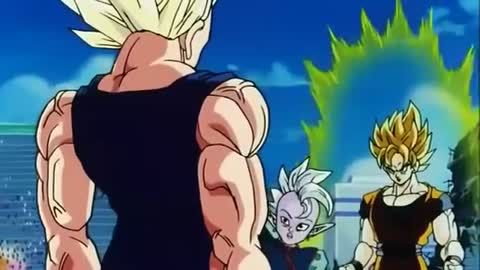 Still frame from Majin Vegeta Tournament Speech — a 1m 31s clip marked up for dubbing