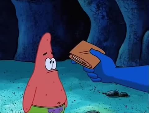 Still frame from Its not my wallet - Spongebob — a 1m 04s clip marked up for dubbing