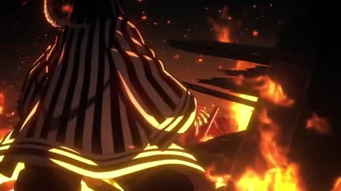 Still frame from Hashiras Meet Muzan — a 1m 48s clip marked up for dubbing