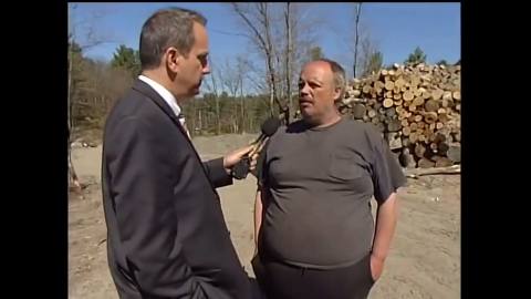 Still frame from Arguing about buried trash — a 42s clip marked up for dubbing