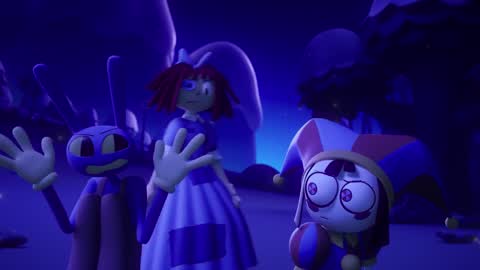 Still frame from TADC - ¿Tú crees que Gangel realmente pueda ser feliz, Pomni? — a 47s clip marked up for dubbing