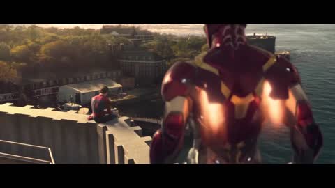 Still frame from Iron Man Takes Spider-Mans Suit — a 1m 33s clip marked up for dubbing