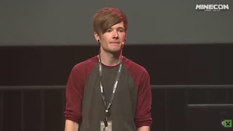 Still frame from DanTDM Minecon 2015 — a 1m 34s clip marked up for dubbing