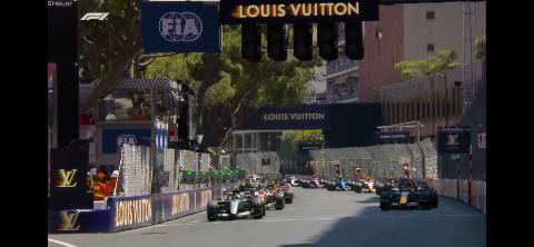 Still frame from Formula One racing in Monte Carlo — a 6s clip marked up for dubbing