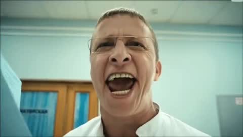 Still frame from БЫКОВ ОРЁТ — a 20s clip marked up for dubbing