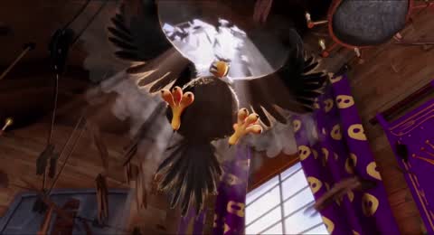 Still frame from Angry Birds - Mighty Eagle battle cry — a 1m 43s clip marked up for dubbing