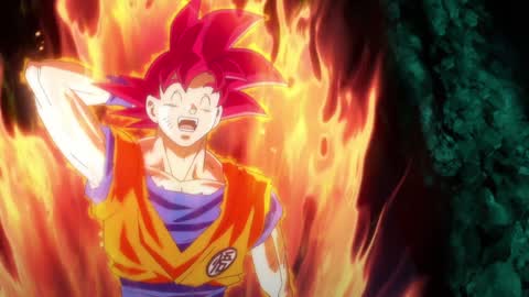 Still frame from Dragon Ball Z- Battle of Gods I will not let you destroy my world — a 3m 45s clip marked up for dubbing