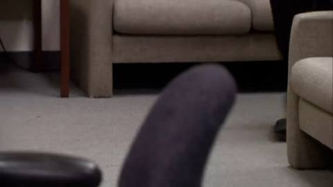 Still frame from Pretending to be a coworker — a 40s clip marked up for dubbing