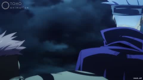 Still frame from Satoru GOJO Vs Ryomen SUKUNA — a 1m 28s clip marked up for dubbing