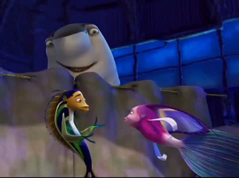 Still frame from Shark Tale - Nobody Loved Me When I Was Nobody! — a 2m 23s clip marked up for dubbing