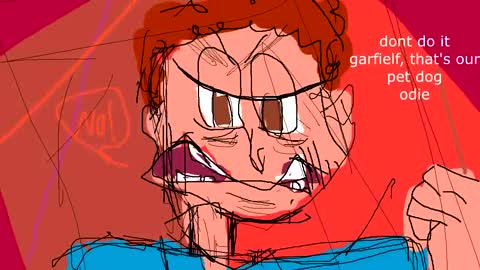 Still frame from garfielf — a 1m 09s clip marked up for dubbing