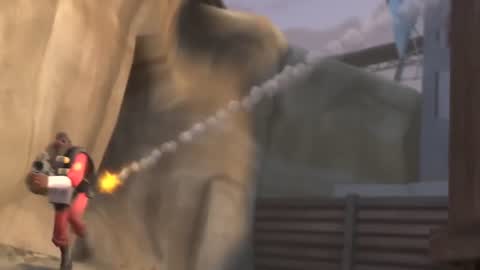 Still frame from Meet The Demoman — a 1m 36s clip marked up for dubbing