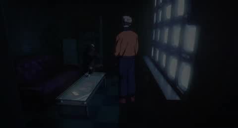 Still frame from Hakari meets with Yuji — a 58s clip marked up for dubbing