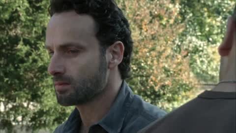 Still frame from The Walking Dead - Rick Confronts Shane — a 2m 50s clip marked up for dubbing