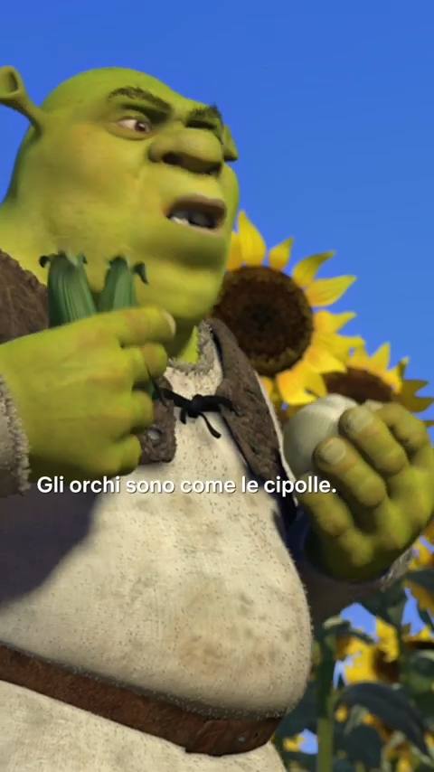 Still frame from le cipolle — a 22s clip marked up for dubbing