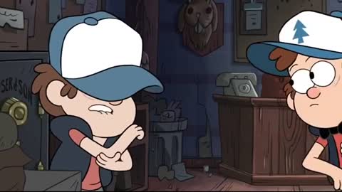 Still frame from Dipper and Tyrone — a 45s clip marked up for dubbing