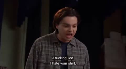 Still frame from ted - I like your shirt — a 16s clip marked up for dubbing