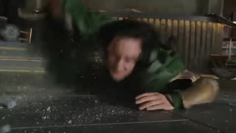 Still frame from Hulk vs Loki - Puny God — a 25s clip marked up for dubbing