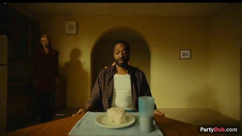 Still frame from heated argument about money and family — a 1m 37s clip marked up for dubbing