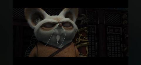 Still frame from Kung fu panda — a 25s clip marked up for dubbing