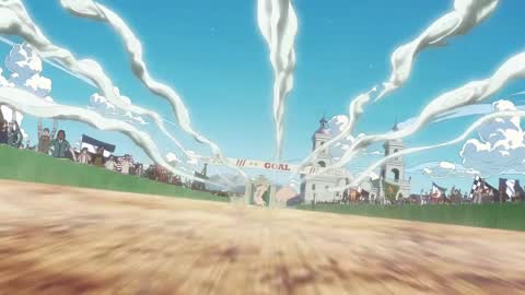 Still frame from Gyro Wins the First Stage — a 1m 20s clip marked up for dubbing