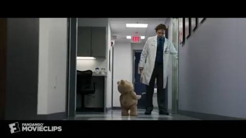 Still frame from ted sperm scene — a 40s clip marked up for dubbing