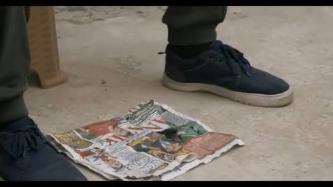 Still frame from peach — a 1m 03s clip marked up for dubbing