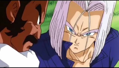 Still frame from princess trunks — a 10s clip marked up for dubbing
