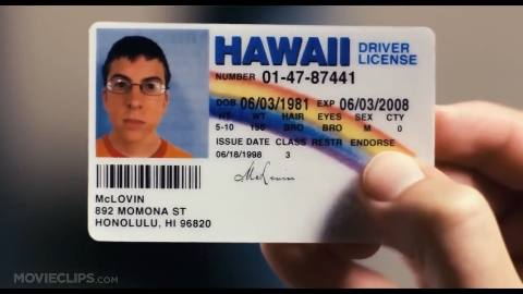 Still frame from mclovin — a 47s clip marked up for dubbing