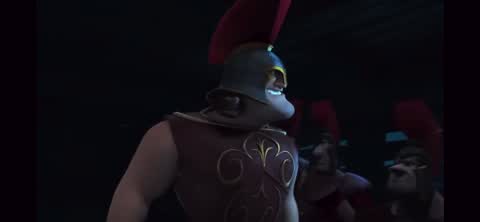 Still frame from Peabody and Sherman Troy Scene — a 1m 06s clip marked up for dubbing