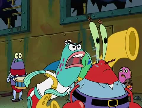 Still frame from Bob Esponja - ¿Qué dijiste estupido? — a 19s clip marked up for dubbing