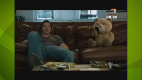 Still frame from Ted Nopor Espanol Latino — a 54s clip marked up for dubbing