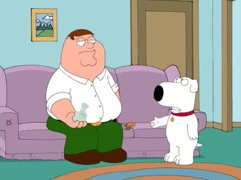 Still frame from Family Guy - Peter Does Crack — a 36s clip marked up for dubbing