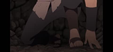 Still frame from sasuke and naruto final fight — a 39s clip marked up for dubbing