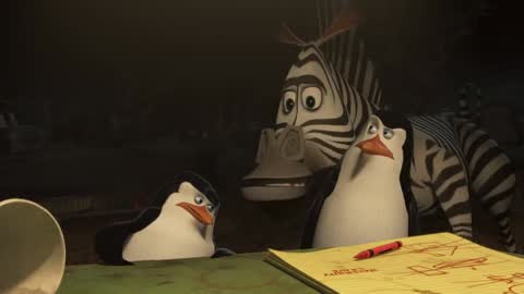 Still frame from Pinguins Licença maternidade — a 52s clip marked up for dubbing