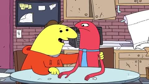 Still frame from Smiling Friends-HELLLO THANK YOU FOR WATCHING[DUB] — a 27s clip marked up for dubbing