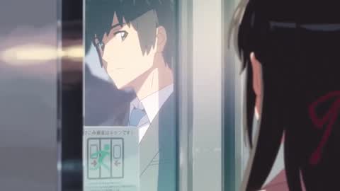 Still frame from Your Name — What Is Your Name — a 1m 40s clip marked up for dubbing
