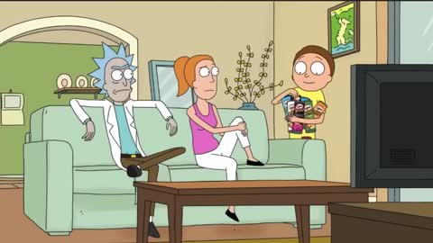 Still frame from Rick and Morty pringles ad — a 37s clip marked up for dubbing