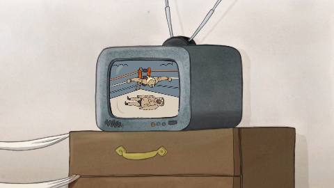 Still frame from Stop climbing my tower — a 59s clip marked up for dubbing