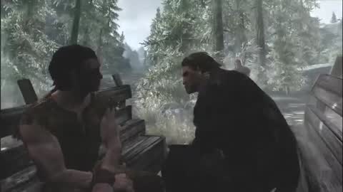 Still frame from TES V: Skyrim opening sequence — a 6m 48s clip marked up for dubbing