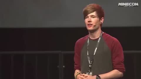 Still frame from DanTDM Minecon 2015 — a 46s clip marked up for dubbing