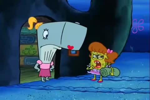 Still frame from Spongebob Girly teengirl — a 41s clip marked up for dubbing
