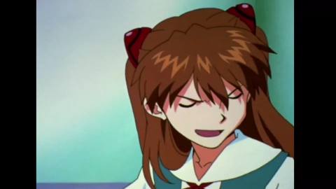 Still frame from asuka fucking despises rei bc rei doesnt like lesbian space goon or whatever its called — a 30s clip marked up for dubbing