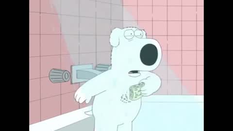 Still frame from Family Guy - Quagmire beats up Brian — a 1m 19s clip marked up for dubbing