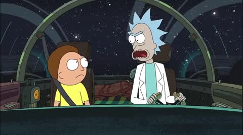 Still frame from Rick and Morty A Vat Of Fake Acid — a 46s clip marked up for dubbing